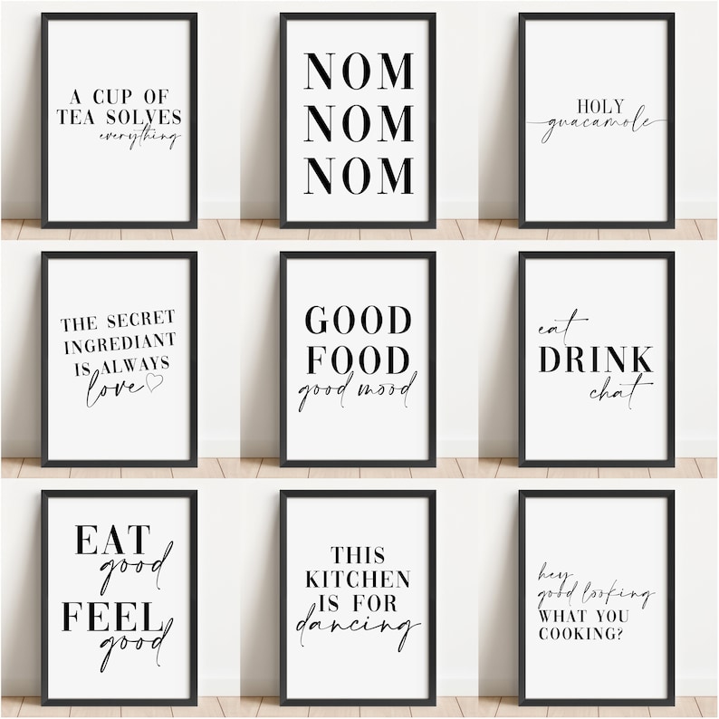 Food Themed Kitchen Prints, Dining Room Wall Art Prints, Unframed Kitchen Poster - Home Décor, Kitchen White and Black A5 A4 A3 Print bild 1