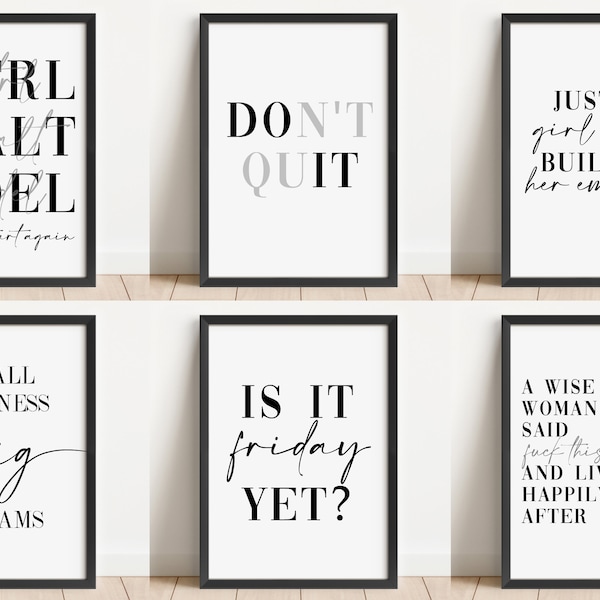 Motivational Office Prints, Unframed Home Office Wall Art Prints - Home Office Décor, Meeting Room Art, White and Black A5 A4 A3 Print