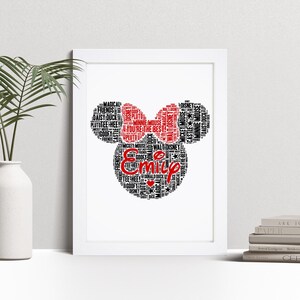 Personalised Minnie Mouse Word Art Print – Custom Disney Inspired Wall Art