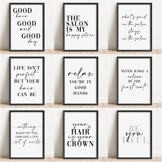 Hairdresser, Beautician Quote Print, Beauty Salon Wall Art Prints, Unframed Hair Salon Poster - Home Décor, White and Black A5 A4 A3 Print