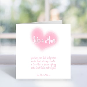 Biglietto personalizzato Like A Mum - Festa della mamma, biglietto con poesia di compleanno - Per mamma, matrigna, Like A Mum