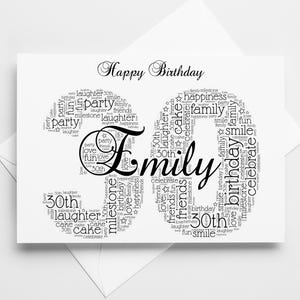 Carte d'art personnalisée 30e anniversaire - souvenir personnalisé des 30 ans, pour lui, elle, hommes, femmes Pays-Bas