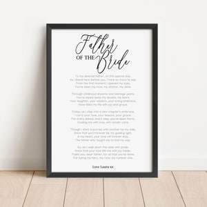 Impresión de poema personalizado para el padre de la novia: obsequios de recuerdo para el día de la boda: regalo de agradecimiento para el padre de la novia, de parte de la hija