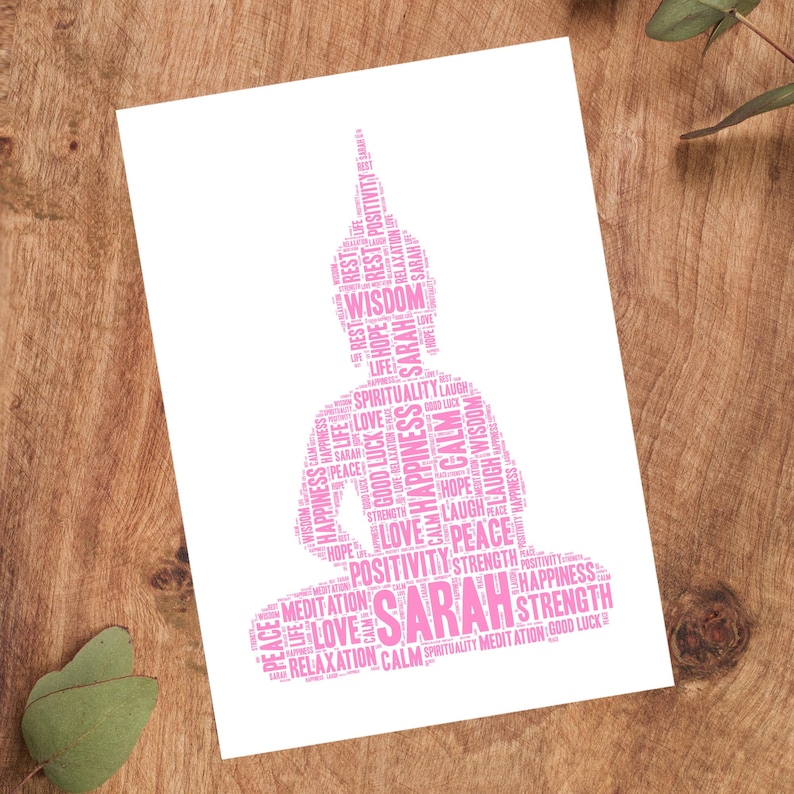 Personalised Buddha Print -Custom Buddhism Word Wall Art Picture Poster - Home Decor Gifts - Meditation, Mindfullness - For Men, Women zdjęcie 3