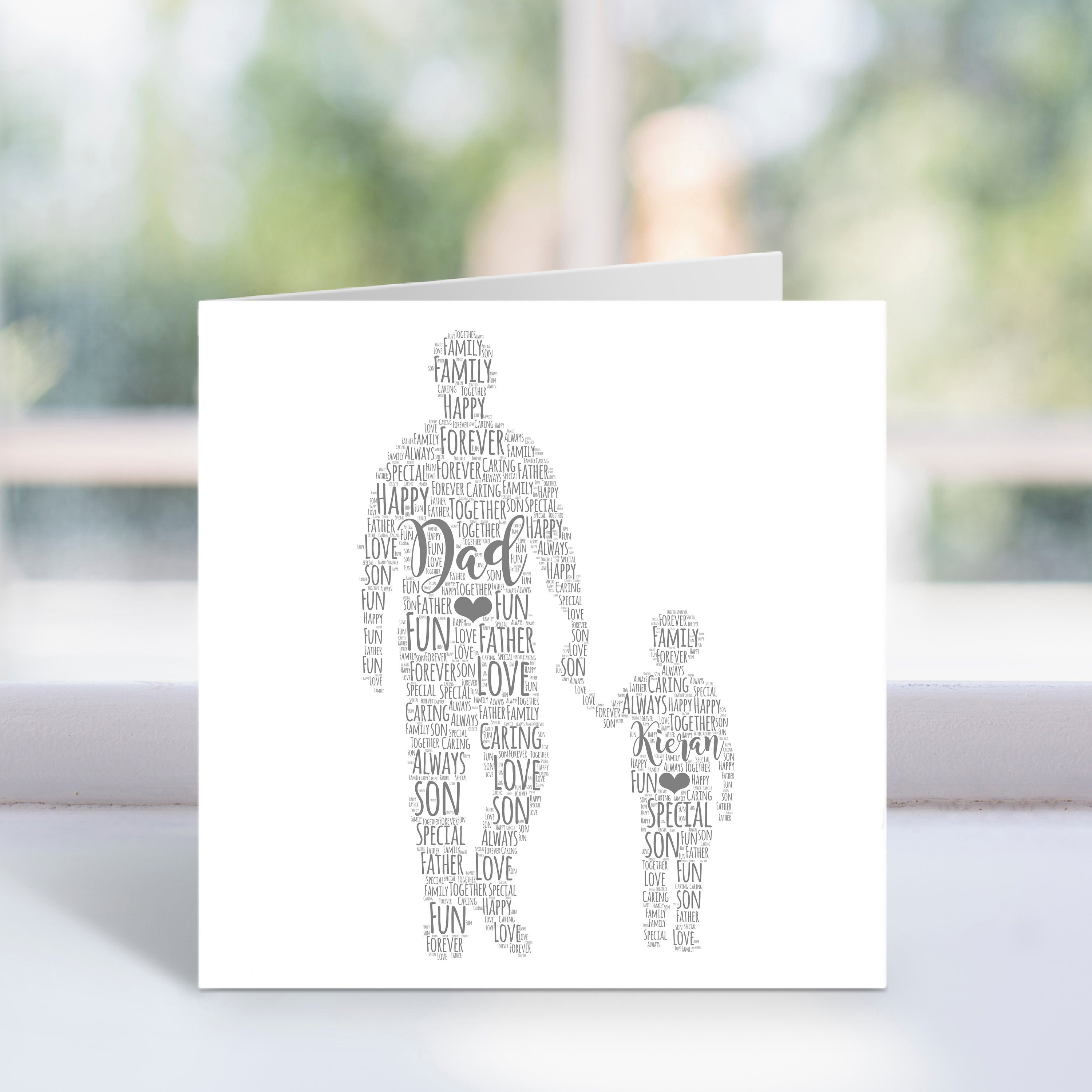 Personalised Father Son Word Art Card Birthday Card for Dad, Daddy, Grandad  From Son - Etsy
