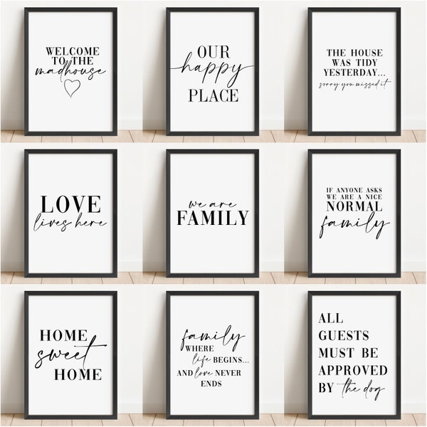 Set of 9 Living Room Digital Prints, Printable Hallway Wall Art Prints, Unframed Front Room Poster - Printable Entry Way, Landing Décor