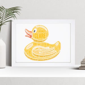 Personalised Rubber Duck Word Art Print - Custom Duck Gift