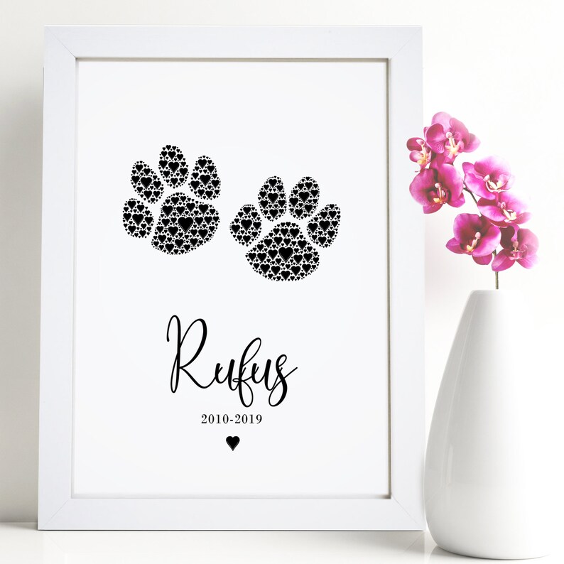 Dog Paw Print Word Art Birthday Christmas Remembrance Memorial Gift Keepsake