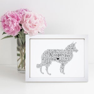 Personalised Border Collie Print - Working Sheep Dog Word Wall Art - Memorial, In Memory Gifts - For Him, Her, Men, Women - Dog Lover, Owner