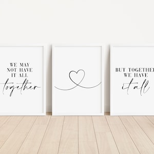 Set of 3 Living Room Prints, Family Quote Wall Art Prints, Unframed Black and White Poster - Home Décor, Hallway Art Typography Print
