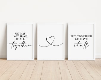 Set of 3 Living Room Prints, Family Quote Wall Art Prints, Unframed Black and White Poster - Home Décor, Hallway Art Typography Print
