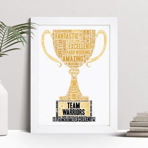 Personalised Trophy Word Art Print, Well Done Gift, Custom Wall Art Framed Picture, Present For Pupils, Students NL