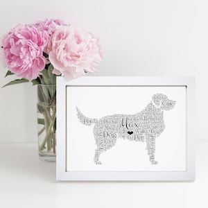Personalised Golden Retriever Print - Retriever Dog Word Wall Art - Memorial, In Memory Gifts - For Him, Her, Men, Women - Dog Lover, Owner