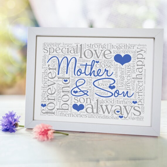 Personalised Mother &amp; Son Typography Picture Word Art Print | Etsy