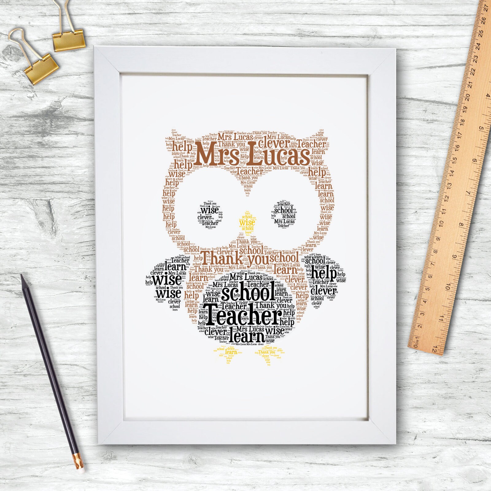 Personalised TEACHER/'S APPLE Word Art A4 Print or A5 Greetings Card