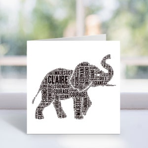 Mots-cartes personnalisés éléphant - Cartes d'anniversaire - Pour lui, elle, femmes, hommes, filles