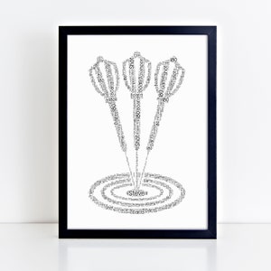 Personalised Set Of Darts Word Art Print - Darts Sports Themed Birthday, Gifts - For Him, Her, Men, Women