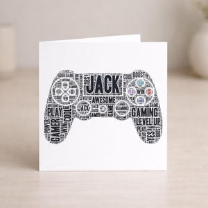 Personalised Playstation Controller Card, Gamer Custom Word Art NL