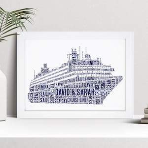 Personalised Cruise Ship Word Art Print, Cruising Gift, Custom Wall Art Framed Picture, Present For Men, Women, Couples NL