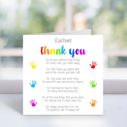 Personalised Thank You Card End of Year Teacher Pre School Etsy UK