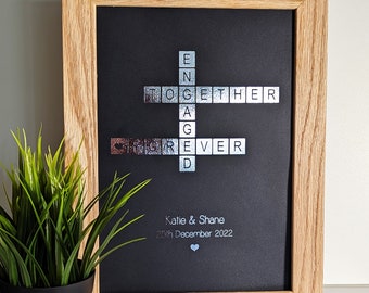 Personalised Scrabble Foil Print - Engagement Gifts - Engaged Couples Present - For Him, Her, Son, Daughter, Sister, Brother