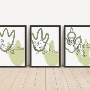 Juego de 3 impresiones de amantes de los dinosaurios, impresiones de arte de pared de T-Rex, obras de arte de dinosaurios sin marco, decoración del hogar de la guardería infantil - Póster de arte de pared A5 A4 A3