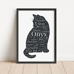 Personalised Cat Print - Cat Lover Word Art - Thank You, Birthday Gift - For Her, Women - In Memory, Memorial - Pet Owner