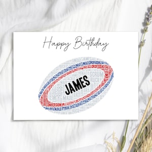 Personalised Rugby Ball Card - Custom Keepsake, For Rugby Fan, Team Coach NL