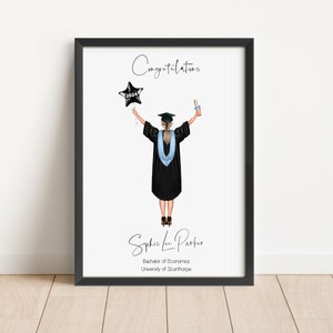 Personalised Graduation 2024 Print - Custom Wall Art Frame - Graduate Gifts For Her, Women, Girls - Daughter, Sister, Friends