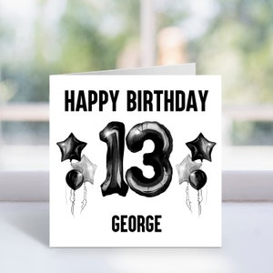 Cartão de aniversário de 13 anos personalizado - Cartão de 13 dias - Para meninos, meninas, crianças - filho, filha, neta, neto