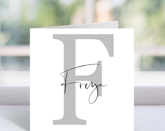 Personalised Initial Card - Initial Birthday Card - For Him, Her, Women, Boys, Girls - Friend, Son, Daughter
