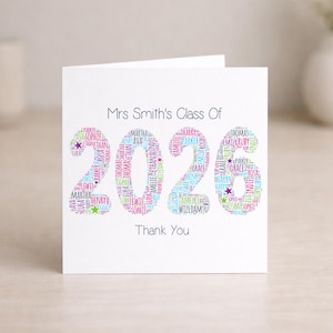 Personalised Class Of 2026 Card - Thank You Teacher Custom Keepsake