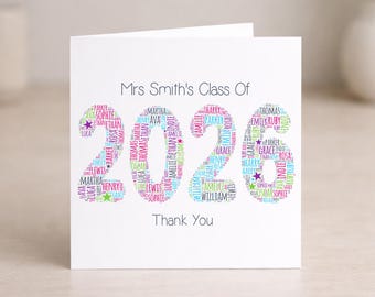 Personalised Class Of 2026 Card - Thank You Teacher Custom Keepsake
