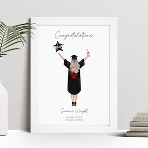 Personalised Graduation Print, Graduating, Uni Leaving Gift, Custom Wall Art Portrait Framed Picture, Present For Daughter, Friend NL
