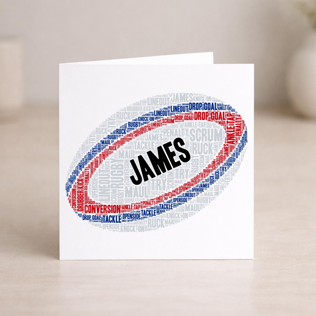 Personalised Rugby Ball Card - Custom Keepsake, for Rugby Fan, Team ...