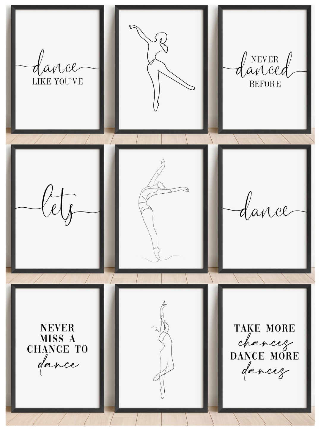Set of 3 Ballet Dancer Prints, Dancing Quote Wall Art Prints, Unframed