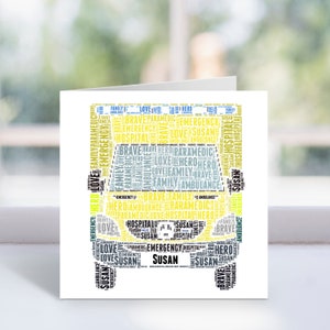 Gepersonaliseerde NHS-ambulancekaart - aangepaste WordArt-kaart - paramedicus, hulpdiensten verjaardag, bedankt - voor hem, haar, mannen, vrouwen