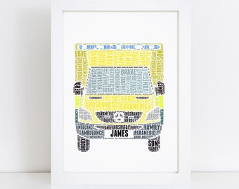 Personalised NHS Ambulance Print - Student Paramedic, Emergency Services Birthday, Thank You, Retirement Gifts - For Him, Her, Men, Women