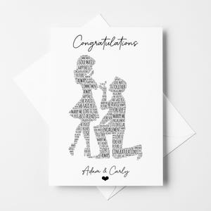 Cartão de noivado personalizado com arte em palavras - Lembrança de noivado personalizada, para casais, para ele, para ela, Holanda