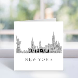 Personalisierte New York Skyline Karte - Wortkunst Karte - Ziel Verlobung, Jahrestag - Für Ihn, Sie, Paare - Mann, Frau