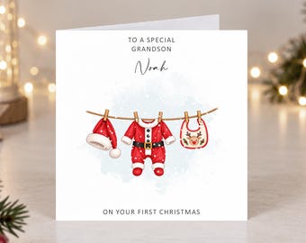 Personalised Baby's First Christmas Card, Babies 1st Xmas Custom Any Recipient