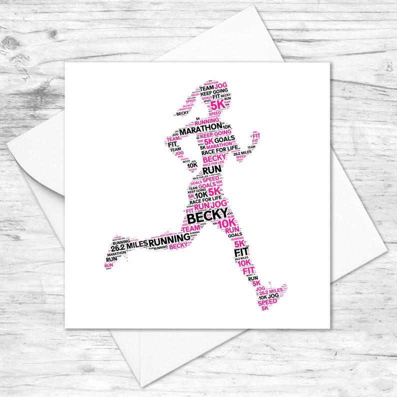 Personalised Runner Card Custom Word Art Card Athelete Etsy