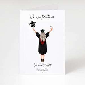 Gepersonaliseerde afstudeerkaart - Gefeliciteerd Custom Keepsake, universitair afgestudeerd, voor haar, vrouwen, meisjes