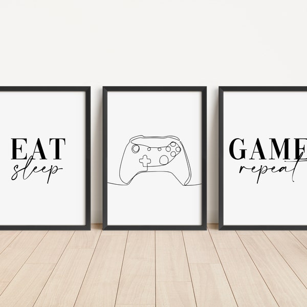 black-and-white-gaming-wall-art-etsy