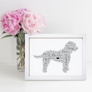 Personalised Cockapoo Dog Print - Cross Breed Dog Word Wall Art - Memorial, In Memory Gifts - For Him, Her, Men, Women - Dog Owner
