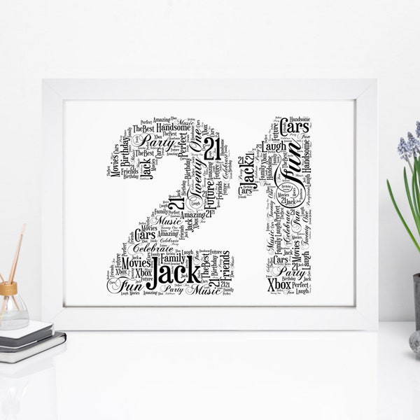 Personalised 21st Print - Birthday Gift - Keepsake Frame - For Him, Her, Girls, Boys - Daughter, Son, Granddaughter, Grandson, Niece, Nephew