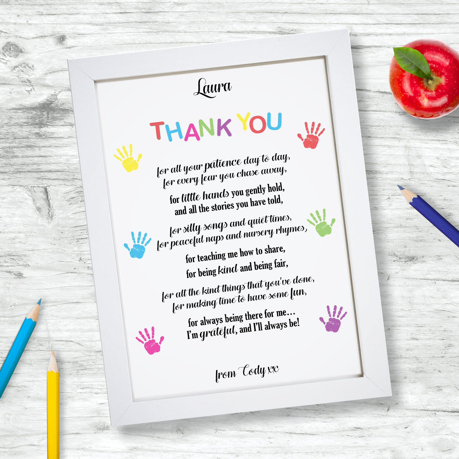 Personalised Thank You Poem Print Wall Art Leaving Gifts Etsy