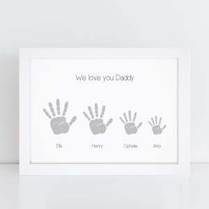 Personalised Hand Print Wall Art - Custom Handprint Frame - Birthday, Father&#39;s Day Gifts - For Dad, Daddy, Grandad - From Son, Daughter