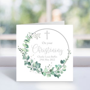 Biglietto di battesimo personalizzato - Per figlioccio, figlioccia, figlio, figlia, unisex - Giorno del nome - Maschio Femmina