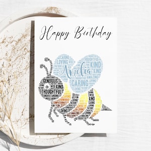 Biglietto d'auguri personalizzato con ape - Grazie insegnante, ricordo personalizzato per gli alunni, biglietto di compleanno per uomini, donne, ragazzi e ragazze (NL)
